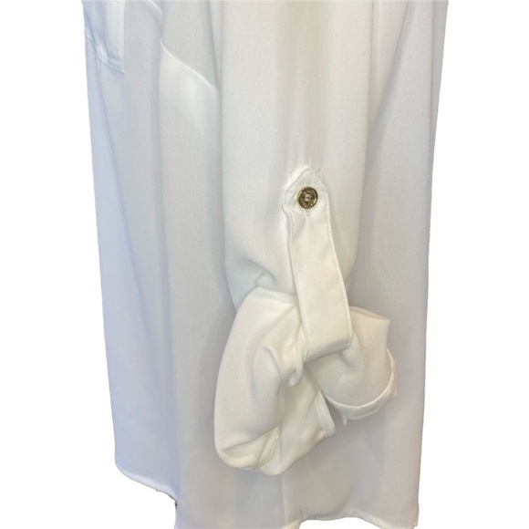 MICHAEL Michael Kors White Blouse with Gold Zipper Long Sleeves Size 1X - Picture 5 of 14